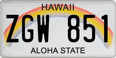 HI license plate ZGW851
