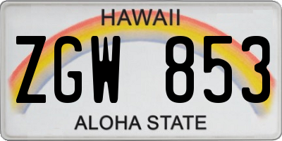 HI license plate ZGW853