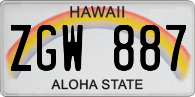 HI license plate ZGW887