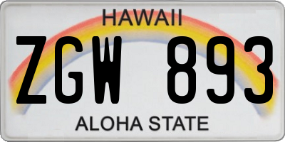 HI license plate ZGW893