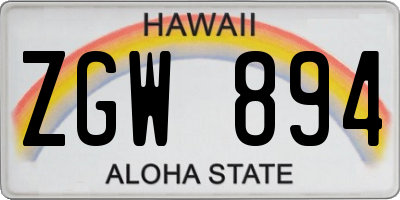 HI license plate ZGW894