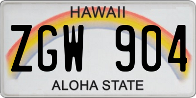 HI license plate ZGW904