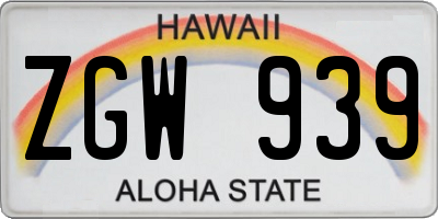 HI license plate ZGW939