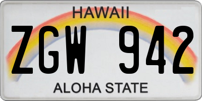 HI license plate ZGW942