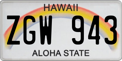 HI license plate ZGW943