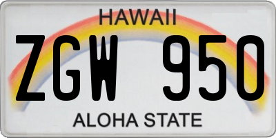HI license plate ZGW950