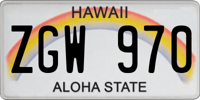 HI license plate ZGW970