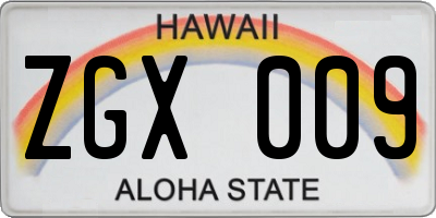 HI license plate ZGX009