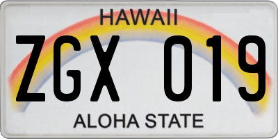 HI license plate ZGX019