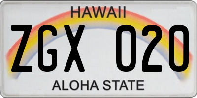HI license plate ZGX020