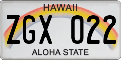 HI license plate ZGX022