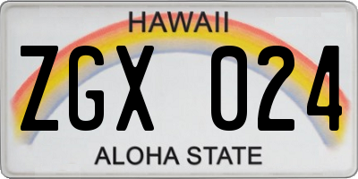 HI license plate ZGX024