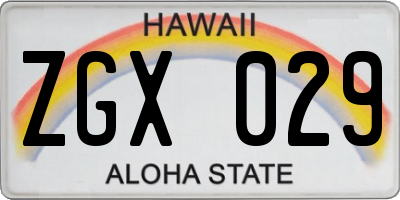 HI license plate ZGX029
