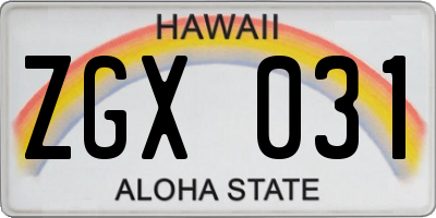 HI license plate ZGX031