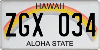 HI license plate ZGX034