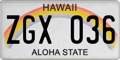 HI license plate ZGX036
