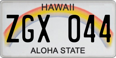 HI license plate ZGX044