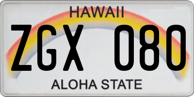 HI license plate ZGX080