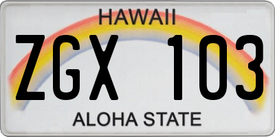 HI license plate ZGX103