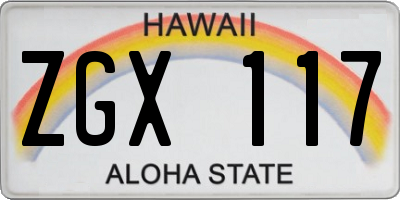 HI license plate ZGX117