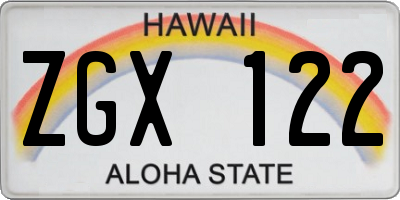 HI license plate ZGX122