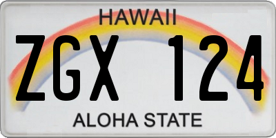 HI license plate ZGX124