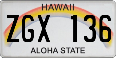 HI license plate ZGX136
