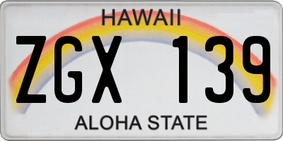 HI license plate ZGX139