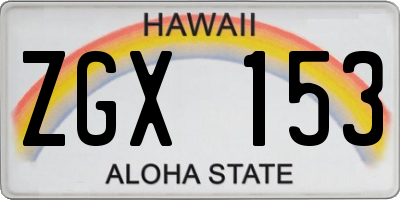 HI license plate ZGX153