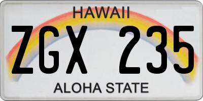 HI license plate ZGX235