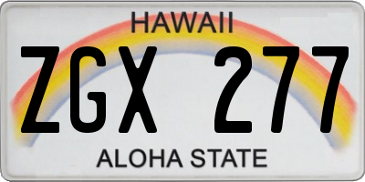 HI license plate ZGX277