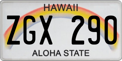 HI license plate ZGX290
