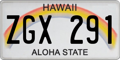 HI license plate ZGX291