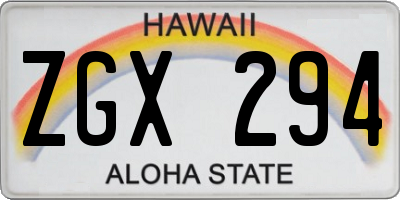HI license plate ZGX294