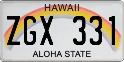 HI license plate ZGX331