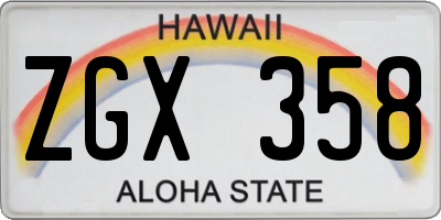 HI license plate ZGX358