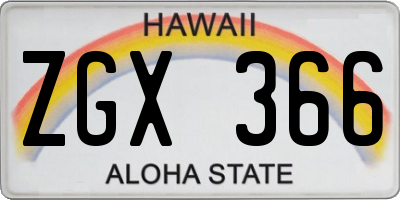 HI license plate ZGX366