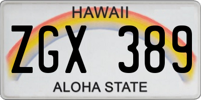 HI license plate ZGX389