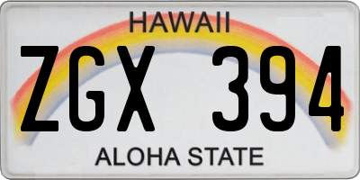 HI license plate ZGX394