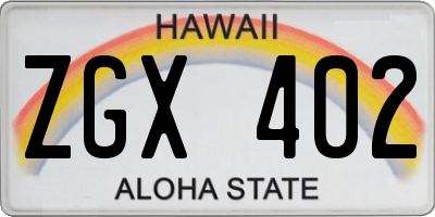 HI license plate ZGX402
