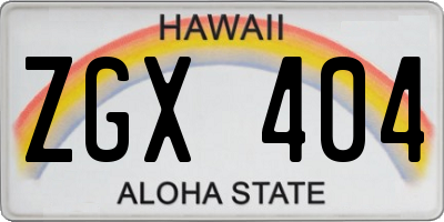 HI license plate ZGX404