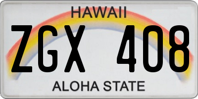 HI license plate ZGX408