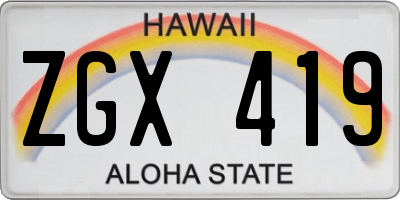 HI license plate ZGX419