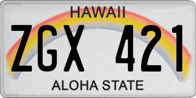 HI license plate ZGX421