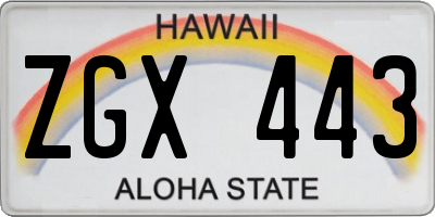HI license plate ZGX443