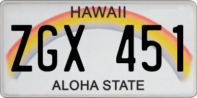 HI license plate ZGX451