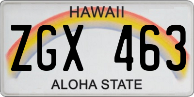 HI license plate ZGX463