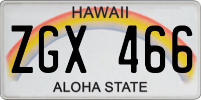 HI license plate ZGX466