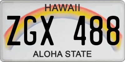 HI license plate ZGX488
