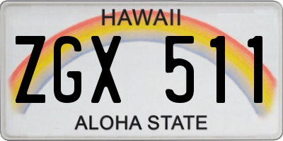 HI license plate ZGX511